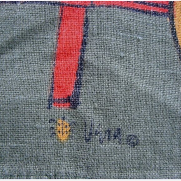 Vintage Vera Neumann 1965 Tea Towel Signed Vera Ladybug Mid Century Modern MCM - Picture 6 of 8
